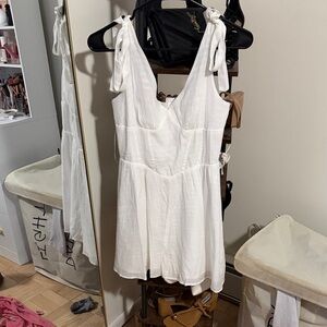 PacSun White Sleeveless Tie-Strap Romper